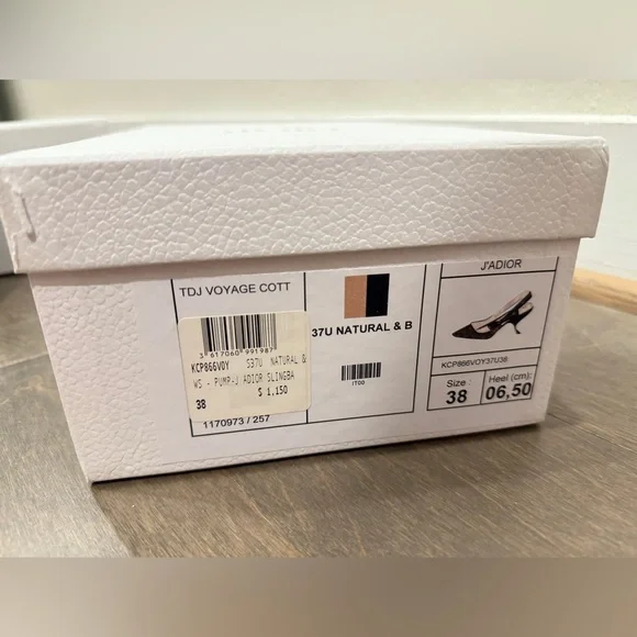 Dior J'adior Canvas Slingback Pump, toile de jouy, Black and Halzelnut size 38 - Picture 12 of 13